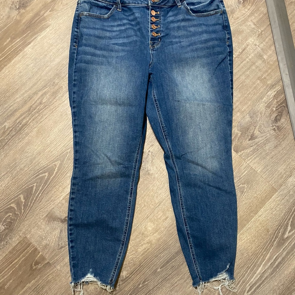 Maurices Women’s High-Rise Button-Fly Dark Blue Jeans